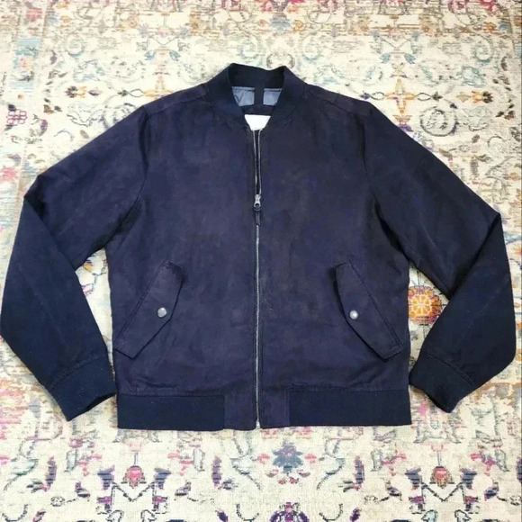 Mango Men's Navy Bomber Style Jacket Outterwear, sz Lg (athletic fit) - Picture 1 of 12